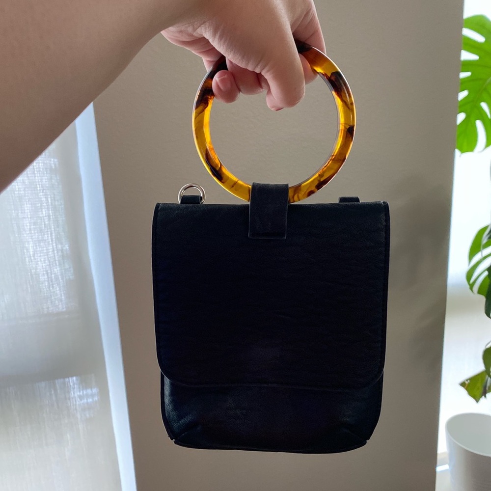 Leather wristlet bag